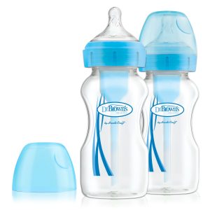 Wide Neck Baby Feeding Bottle – 2 Pack, 9 oz / 270ml (Blue)